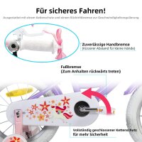 Joystar 14 Zoll Kinderfahrrad Mädchen mit Puppensitz, Stützräder, Korb, Schutzbleche, V-Brake-Bremsen, Lila