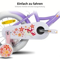 Joystar 14 Zoll Kinderfahrrad Mädchen mit Puppensitz, Stützräder, Korb, Schutzbleche, V-Brake-Bremsen, Lila