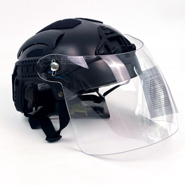 Manta MH2/3 Sicherheitshelm XL 59-64cm Schwarz mit transparentem Visier, Mehrzweck Schutzhelm