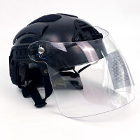 Manta MH2/3 Sicherheitshelm XL 59-64cm Schwarz mit transparentem Visier, Mehrzweck Schutzhelm