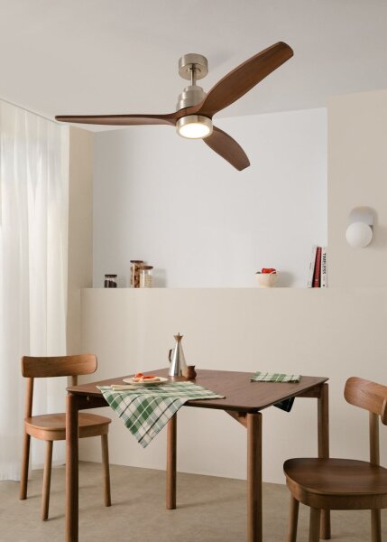 Create WIND STYLANCE Deckenventilator, Nickel/Holzoptik, 40W, 6 Geschwindigkeiten, Timer 1-4h, 1320x400x750 mm