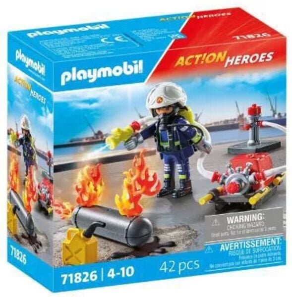 PLAYMOBIL 71826 Playset Gas Tank Firefighting Toy, Firefighter Toy, Ages 4+, Detailed and Child-Friendly