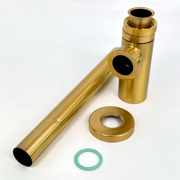 Washbasin bottle trap with snap closure, gold-colored, durable and easy to install