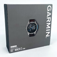 Garmin D2 Mach 2 Flieger-Smartwatch 47 mm Titan, 1,4" AMOLED, Saphirglas, 14 Tage Akku, braunes Oxford-Leder- & Schwarz/Blau Gummiarmband