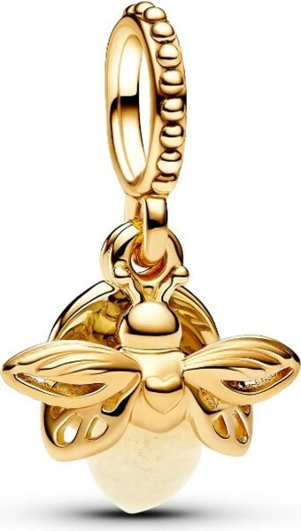 Pandora Firefly Charm Pendant, Gold Plated, Glows in the Dark, Jewelry Pendant for Bracelets