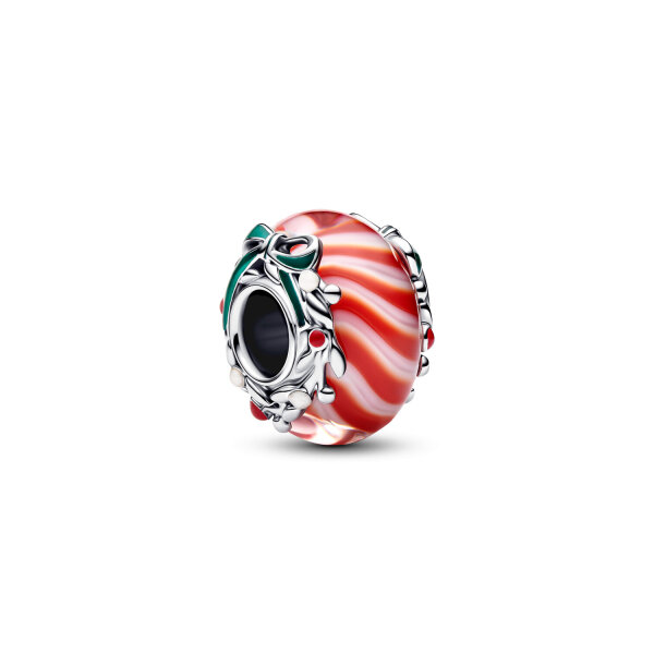Pandora Charm Pendant Candy Cane Red Silver Christmas Pendant Jewelry