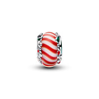 Pandora Charm Pendant Candy Cane Red Silver Christmas Pendant Jewelry