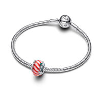 Pandora Charm Pendant Candy Cane Red Silver Christmas Pendant Jewelry