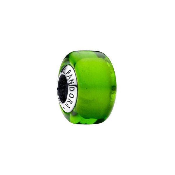 PANDORA charm pendant in silver with green Murano glass, elegant jewelry accessory