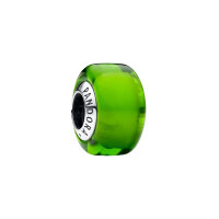 PANDORA charm pendant in silver with green Murano glass,...