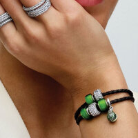 PANDORA charm pendant in silver with green Murano glass, elegant jewelry accessory