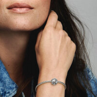 Pandora charm pendant in silver with chain link lock, elegant jewelry pendant for bracelets