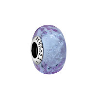 PANDORA charm pendant in lavender blue Murano glass, wavy...