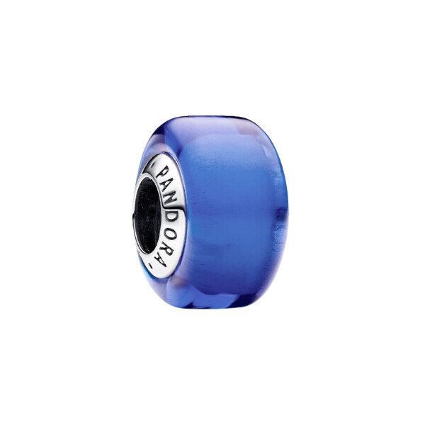 PANDORA charm pendant in blue Murano glass with silver details, elegant jewelry for bracelets