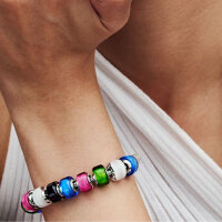 PANDORA charm pendant in blue Murano glass with silver details, elegant jewelry for bracelets