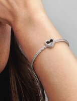 PANDORA charm pendant, open heart, made of silver, metal bead, delicate design