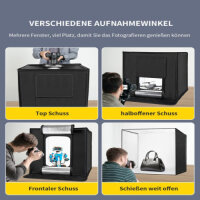 RALENO PKL-D660 faltbares LED-Fotostudio 60x55x55 cm, 65W, 5500K, Fotobox für professionelle Produktfotos