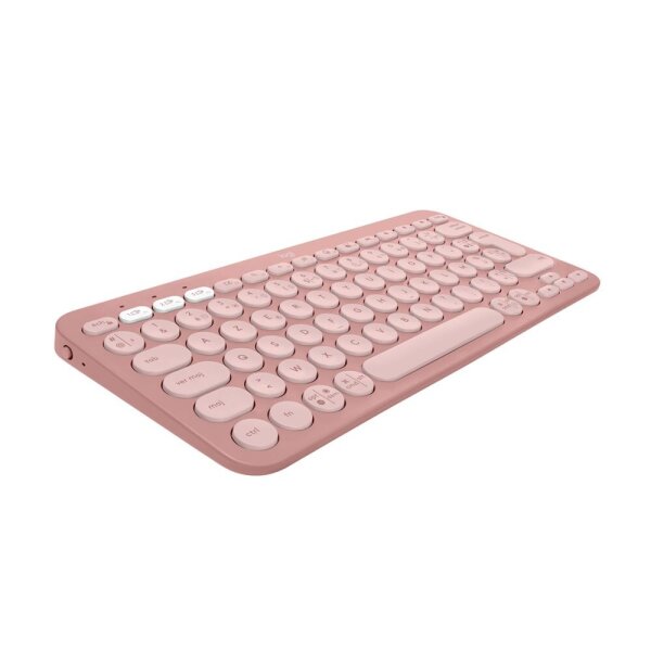 Logitech K380s Pebble Keys 2 Wireless Bluetooth Keyboard AZERTY, Pink, Compact, Quiet Keys
