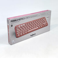 Logitech K380s Pebble Keys 2 Wireless Bluetooth Keyboard AZERTY, Pink, Compact, Quiet Keys