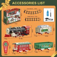 Remote-controlled electric train with steam, lights, sound, 4 carriages, 14 tracks, toy for children 4-8 years, Christmas tree decoration