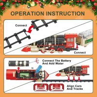 Remote-controlled electric train with steam, lights, sound, 4 carriages, 14 tracks, toy for children 4-8 years, Christmas tree decoration
