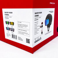 Atomic Savor Visor Stereo Skihelm M 55-59, Schwarz, integriertes Visier, Stereo-Audio-System, leichter Schutz
