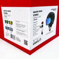 Atomic Savor Visor Stereo Skihelm Schwarz, Größe L (59-63 cm), integriertes Visier, Stereo-Audiofunktion