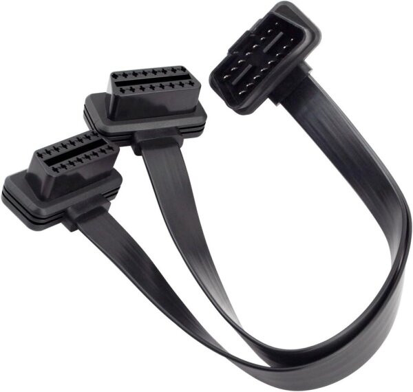 iKKEGOL 16-Pin OBD2 OBDII Y-Splitter Verlängerungskabel 30cm, Ultra Low Profile, Rechts/Links Anschluss