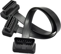 iKKEGOL 16-Pin OBD2 OBDII Y-Splitter Verlängerungskabel 30cm, Ultra Low Profile, Rechts/Links Anschluss