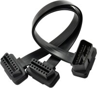 iKKEGOL 16-Pin OBD2 OBDII Y-Splitter Verlängerungskabel 30cm, Ultra Low Profile, Rechts/Links Anschluss