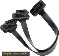 iKKEGOL 16-Pin OBD2 OBDII Y-Splitter Verlängerungskabel 30cm, Ultra Low Profile, Rechts/Links Anschluss