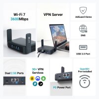 GL.iNet GL-BE3600 Slate 7 Mobiler WiFi 7 Reise-Router mit VPN, 2.5G Gigabit Port, OpenWrt, WireGuard, Travel WLAN Access Point
