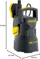 Stanley SXUP400PCE submersible pump for clear water, 400W, 9000 l/h flow rate, 8 m delivery head, model A51766, multicolor
