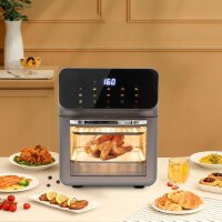 13L Minibackofen mit Heißluftfritteuse 1350W, Air Fryer, Toaster, Grill, Pizzaofen, 2 Backbleche, 50 Kuchenboxen, 5 Zinnfolie-Boxen