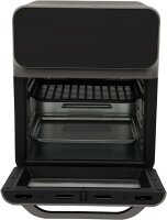 13L Minibackofen mit Heißluftfritteuse 1350W, Air Fryer, Toaster, Grill, Pizzaofen, 2 Backbleche, 50 Kuchenboxen, 5 Zinnfolie-Boxen