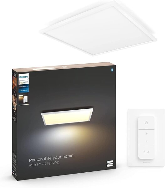 Philips Hue Aurelle White Ambiance LED-Panel 60x60cm mit Dimmerschalter, smarte Innenbeleuchtung für Wand & Decke, ältere Generation