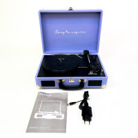 PRIXTON VC400 Turntable with Bluetooth, Encoding, FM Radio, USB, 33/45/78 RPM, Integrated Speakers, Violet