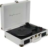 PRIXTON VC400 Turntable with Bluetooth, Encoding, FM Radio, USB, 33/45/78 RPM, White, Integrated Speakers