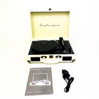 PRIXTON VC400 Turntable with Bluetooth, Encoding, FM Radio, USB, 33/45/78 RPM, White, Integrated Speakers