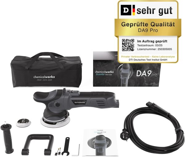 ChemicalWorkz DA9 Pro Exzenter Poliermaschine, leistungsstark, vibrationsarm, variable Drehzahl, ergonomisch