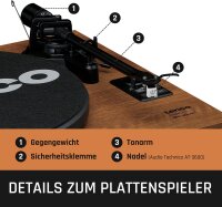 Lenco LS-480 Hi-Fi Plattenspieler Bluetooth Riemenantrieb 2x30W RMS Vorverstärker MDF-Gehäuse Braun