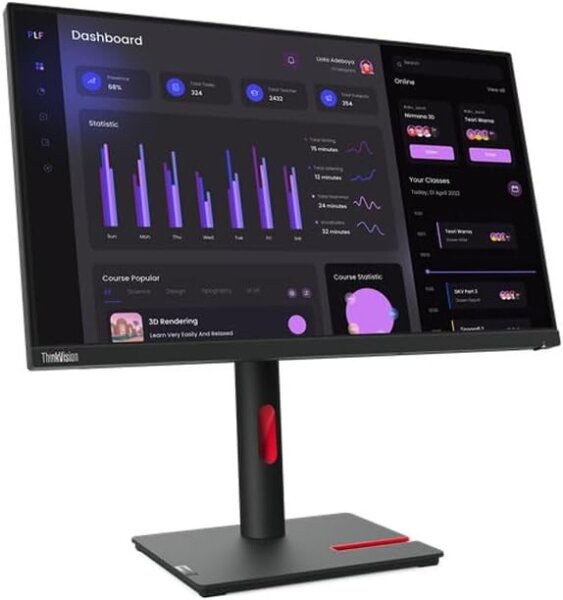 Lenovo T24i-30 24 Zoll Monitor, Full HD, IPS-Panel, HDMI & VGA Anschlüsse, ergonomisch verstellbar