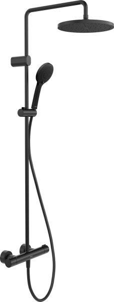 Duravit Duschsystem Duschset Schwarz Matt, wassersparend, 3 Strahlarten, verstellbare Kopfbrause, reinigungsfreundlich