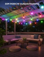 Govee Outdoor LED Lichterkette 30m, dimmbar, RGBICW, 16 Mio Farben, 47 Modi, 100lm/LED, 25000h, IP65, Alexa & Google kompatibel