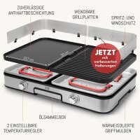 LEBENLANG Elektrogrill 2400W Tischgrill elektrisch mit Grillzange & Spritzschutz für Balkon, Indoor & Outdoor