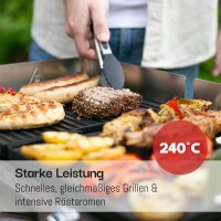 LEBENLANG Elektrogrill 2400W Tischgrill elektrisch mit Grillzange & Spritzschutz für Balkon, Indoor & Outdoor
