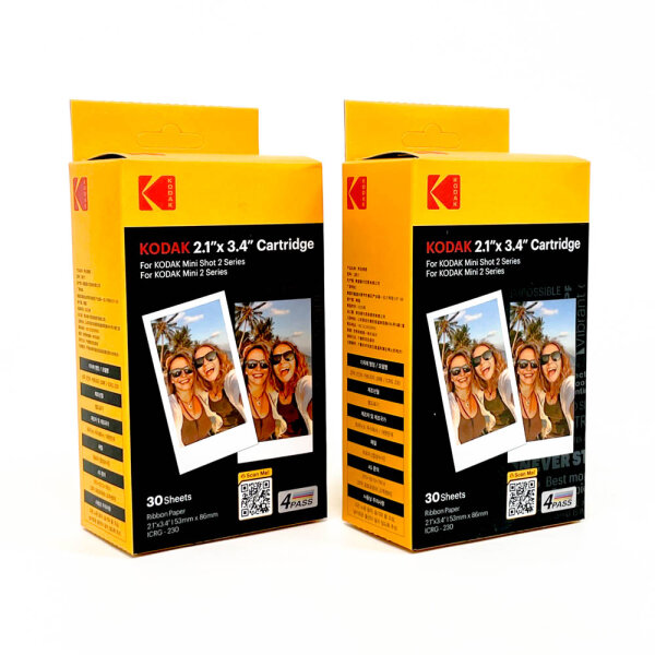 Kodak Fotopapier 60er Pack (2x30) 53x86 mm All-in-One Patronen Nachfüllpapier
