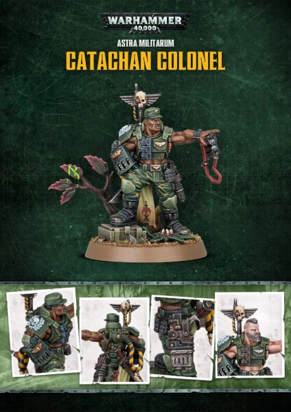 Warhammer 40,000 Astra Militarum Catachan Colonel Miniature, highly detailed, collectible figure, tabletop game accessory