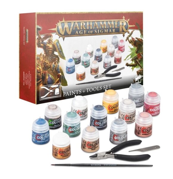 Warhammer Age of Sigmar Farb- und Werkzeugset für Miniaturbemalung, inklusive Farben und Pinseln