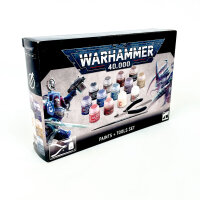 Warhammer 40K paint and tool set for model making, including brushes, paints and accessories